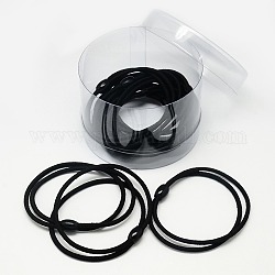 Capelli elastici lega accessori per capelli ragazze Ponytail Holder con perline in resina, nero, 50mm, 12pcs/scatola