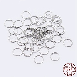 925 anneaux ouverts en argent sterling rhodié, anneaux ronds, platine, 18 jauge, 8x1mm, diamètre intérieur: 6 mm, environ 56 pcs/10 g