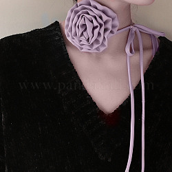 Stoffrosen-Krawattenhalsketten für Damen, verstellbarer Schmuck für Geburtstags-Hochzeitsfeier, Pflaume, 56.69~56.89 Zoll (144~144.5 cm), 6 mm