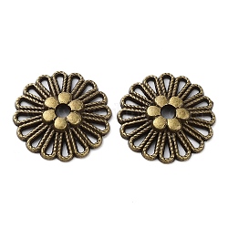 Tibetischer stil legierung perlen, cadmiumfrei und bleifrei, Blume, Antik Bronze, 23x23x3.5 mm, Bohrung: 3 mm