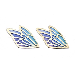 Moda gioielli fai da te orecchini accessori, pendenti in stoffa imitazione metallo, ala, cielo blu, 31x18x0.6mm, Foro: 0.8 mm