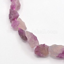 Natural Rosy Tourmaline Bead Strands, Grade AB, Nuggets, 6~8x8~10mm, Hole: 1mm, 15.3inch