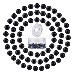 Braccialetti elastici fai da te sunnyclue che fanno kit, includere perle rotonde di ossidiana naturale, Filo di cristallo elastico, perline: 6~6.5 mm, Foro: 0.8~1 mm, 200pcs/scatola