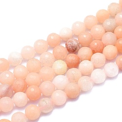 Natural Pink Aventurine Beads Strands, Round, Faceted(128 Facets), 10mm, Hole: 1.2mm, about 38pcs/strand, 15.55 inch(39.5cm)