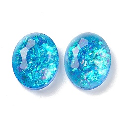 Cabochon opale imitazione resina, schiena piatta ovale, cielo blu profondo, 9x7x2mm