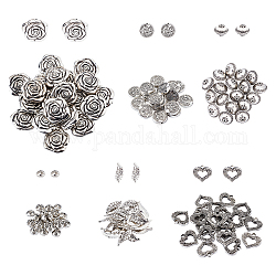 Superfindings 120pcs 6 style ccb perles en plastique, formes mixtes, argent antique, 20 pièces / style