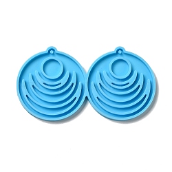 DIY Flat Round with Sun & Moon Pendant Silicone Molds, Resin Casting Molds, for UV Resin & Epoxy Resin Jewelry Making, Deep Sky Blue, 52.5x98x4mm, Hole: 2mm, Inner Diameter: 50x46mm