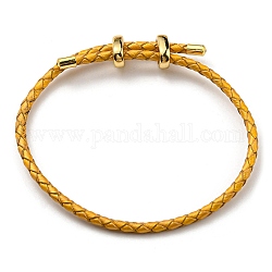 Leather Braided Cord Bracelets, Adjustable Bracelet, Goldenrod, Inner Diameter: 5/8~2-7/8 inch(1.5~7.3cm)