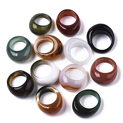 Bagues en naturel agate, anneaux large bande, teinte, couleur mixte, diamètre intérieur: 17.5~20 mm