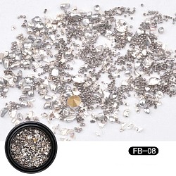 Glass Rhinestone Cabochons, with Micro Beads, Nail Art Decoration Accessories, Mixed Shapes, Gray, about 15g/box