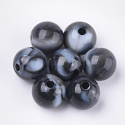 Acryl-Perlen, Nachahmung Edelstein-Stil, Runde, Schwarz, 8x7.5 mm, Bohrung: 1.6 mm
