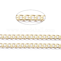 Brass Curb Chains, Cuban Link Chains, Diamond Cut Chains, Unwelded, Faceted, with Spool, Lead Free & Cadmium Free, Golden, 6x4x1mm, about 150.91 Feet(46m)/roll