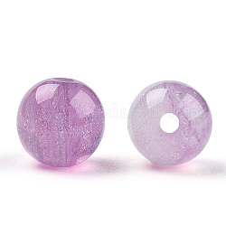 Imitazione tondo perle di resina occhio di gatto, con polvere di scintillio, orchidea, 8mm, Foro: 1.6~1.8 mm