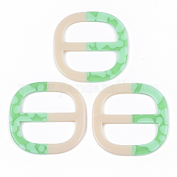 Boucles coulissantes en acrylique, boucles de ceintures sangles, décorations de vêtements, deux tons, carrée, vert printemps moyen, 55.5x55.5x3.5mm