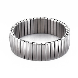 Прямоугольный браслет из нержавеющей стали, блочная плитка широкий браслет для мужчин женщин, цвет нержавеющей стали, внутренний диаметр: 2 дюйм (5.2 см)