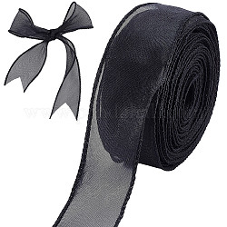 Polyesterband, für Blumengeschenkverpackungen oder Kostümdekoration, Schwarz, 1-5/8 Zoll (40 mm), ca. 10 m / Rolle