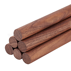 Palos de madera de nogal, varilla redonda, para trenzar tapiz, columna, coco marrón, 15.1x1.8 cm