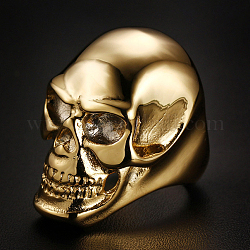 Кольцо на палец с черепом из титановой стали, хэллоуин панк украшения для мужчин женщин, золотые, размер США 8 (18.1 мм)