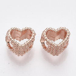 Perles européennes en alliage, Perles avec un grand trou   , cœur, or rose, 10x11.5x7mm, Trou: 5mm