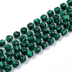 Synthetic Malachite Beads Strands, Round, Faceted, 7~8x8mm, Hole: 1.2mm, about 38~40pcs/strand, 14.76~15.16 inch(37.5~38.5cm)