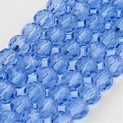 Transparent Glass Bead Strands, Imitate Austrian Crystal, Faceted(32 Facets), Round, Cornflower Blue, 10mm, Hole: 1mm, about 72pcs/strand, 25~27 inch