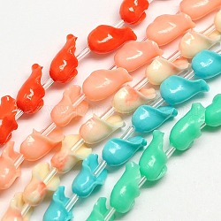 Synthetische Korallen Callalilie Perlen Stränge, gefärbt, Mischfarbe, 16x10x9.5 mm, Bohrung: 1 mm, ca. 30 Stk. / Strang, 17.71 Zoll