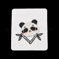 Rechteckige Papier-Haarspangen-Anzeigekarten, Schmuck-Displaykarte mit Panda-Print für Haarspange, Schwarz, 9.5x7x0.03 cm, Bohrung: 16x8 mm