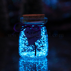 光るガラスの願いのボトル  暗闇で光る  星空折り紙スタージャー漂流ボトル家庭用寝室デスクトップ装飾品  ブルー  53x75mm
