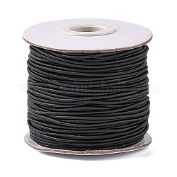 Cordon elástico redondo, con exterior de nylon y el caucho en el interior, negro, 1.5mm, alrededor de 49.21 yarda (45 m) / rollo