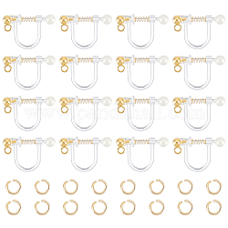 UNICRAFTALE 16Pcs Real 18K Gold Plated Stainless Steel Clip-on Earring Findings with Plastic Clip-on Earring Converter Non-Pierced Earrings with Loop with Open Jump Rings for Jewelry Making