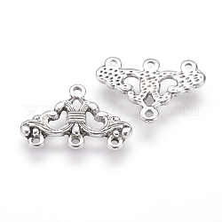Antique Silver Tone Tibetan Style Triangle Chandelier Components, Lead Free & Cadmium Free & Nickel Free, about 23.8mm wide, 16mm long, 2mm thick, hole: 1.5mm