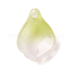 Pendentifs en verre, breloques de feuilles de renoncule asiaticus, verge d'or pale, 15x11x5mm, Trou: 1.2mm