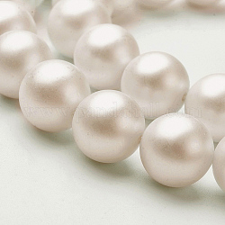 Schale nachgeahmte Perle Perlenstränge, matt, Runde, weiß, 14 mm, Bohrung: 1~1.2 mm, ca. 29 Stk. / Strang, 15.55 Zoll