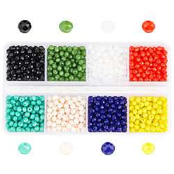 Hobbiesay 1496 pcs 8 couleurs rondelles à facettes perles de verre, couleur mixte, 3.5x2.5~3mm, Trou: 0.8mm, 187 pcs / couleur