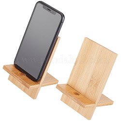 OLYCRAFT 2 Sets Cell Phone Tablet Stand Bamboo Mobile Phone Tablet Holder Universal Desk Phone Dock with Charging Hole Portable Foldable Desktop Phone Cross Bracket for Smartphones Pad