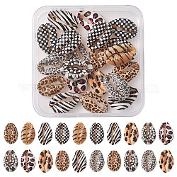 Perle di conchiglia naturale stampate, Senza Buco / undrilled, motivo tartan/leopard/zebrato, colore misto, 18~22x13~14x6~8mm, 20pcs/scatola