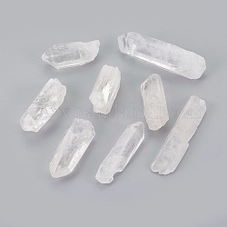 Perlas de cristal de cuarzo natural, cuentas de cristal de roca, pepitas, sin agujero / sin perforar, 30~75x12~20x4~18mm, aproximamente 32~60 unidades / 1000 g