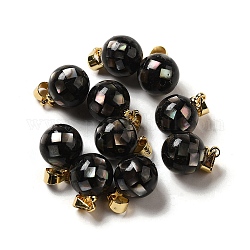 Круглые подвески для губ, окрашенные в натуральный черный цвет, с позолоченными латунными держателями кулонов, чёрные, 14x10 мм, отверстие : 4.5x4 мм
