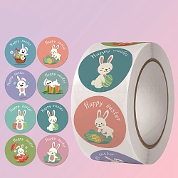 8 узор, круглые точечные пасхальные бумажные самоклеящиеся наклейки с кроликом, для запечатывания подарка, декора, разноцветные, наклейка: 25 мм, 500шт / рулон