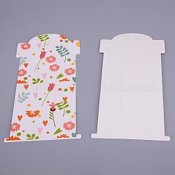 Hair Clip Display Cards, Kraft Paper Cards for Hair Barrettes Accessories Display, with Flower Pattern Rectangle, White, Flower Pattern, 160x80x0.2mm