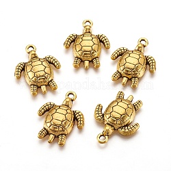 Alloy Pendants, Sea Turtle, Antique Golden, Lead Free and Cadmium Free, 23.5x18x4mm, Hole: 2mm