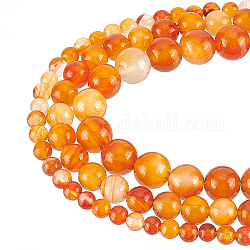 GOMAKERER 202 Pcs Natural Carnelian Beads, 4mm 6mm 8mm Undyed Round Red Orange Gemstone Beads Natural Stone Beads Loose Spacer Beads for DIY Bracelet Necklace Jewelry Crafts Making