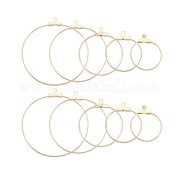 304 Stainless Steel Pendants, Hoop Earring Findings, Ring, Golden, 23.5x21~23x1.5mm/29~30x26.5x1.5mm/36x33x1.5mm/44x40x1.5mm/49x45x1.8mm, Hole: 1mm, Pin: 0.7mm, 30pcs/set