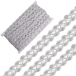 GORGECRAFT 13M Metallic Braided Lace Trim, Flower Decorative Ribbon with Sequins, for Craft Sewing, Garment Accessories, Silver, 25x1.5mm, about 14.22 Yards(13m)/Card
