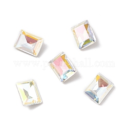 Cabujones de cristal de rhinestone, puntiagudo espalda y dorso plateado, Rectángulo, abdominales de cristal claro, 8x6x3.5mm
