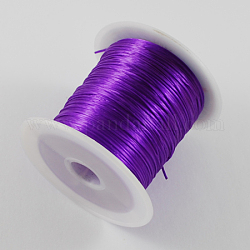 Cuerda de cristal elástica plana, Hilo de cuentas elástico, para hacer la pulsera elástica, violeta oscuro, 1mm, alrededor de 10.93 yarda (10 m) / rollo