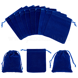Bolsas de terciopelo rectángulo, bolsas de regalo de dulces bolsos de favores de boda de fiesta de navidad, azul oscuro, 12x10 cm