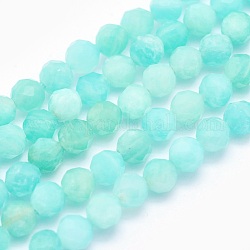Natural Amazonite Beads Strands, Round, Faceted, 4mm, Hole: 0.5mm, about 93pcs/strand, 15.5 inch(39.5cm)