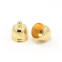 Necklace Bracelet Brass Cord Ends, Column, Light Gold, 14x12mm, Hole: 1mm, Inner Diameter: 10.5mm