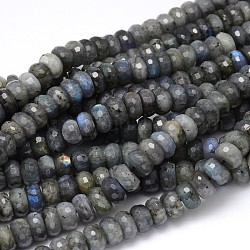 Brins de perles rondelles naturelles en labradorite, facette, 16x9mm, Trou: 1mm, Environ 41 pcs/chapelet, 15.6 pouce